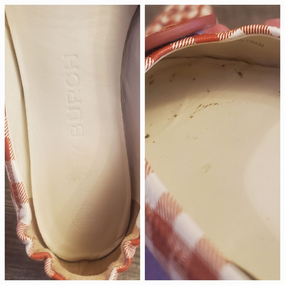 Tory Burch Minnie Travel Slip On Flat Shoes  Women's Size 7.5 White Burnt Orange - Picture 10 of 12